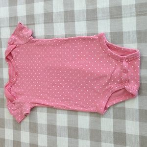 Carter's 18M pink with white dots (polka dots) short sleeve onesie